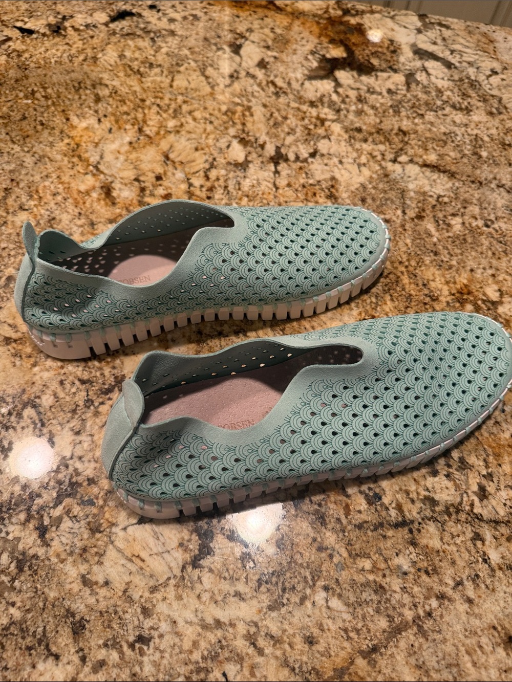 Ilse Jacobsen Mint Green Perforated Slip-On Flats original price $109 size 40